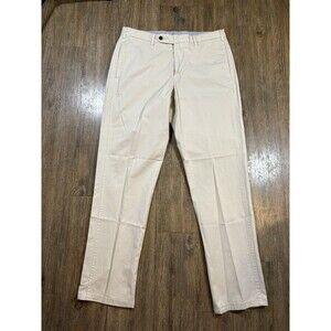 Sid Mashburn Mens Cream Chino Trousers Size 32 Flat Front Cotton Twill Pants